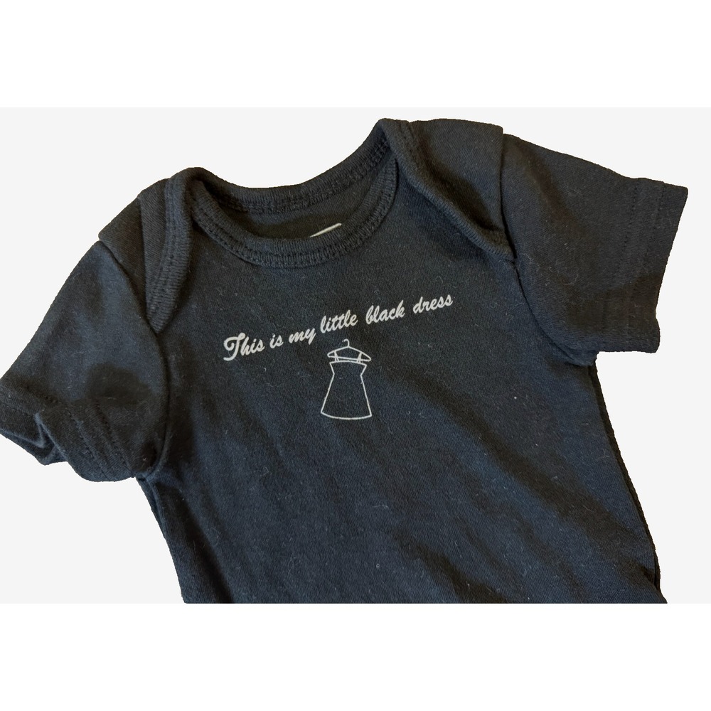 VTG Faded Glory Girl Preemie Bodysuit Outfit Shirt This Is My Little Black Dress